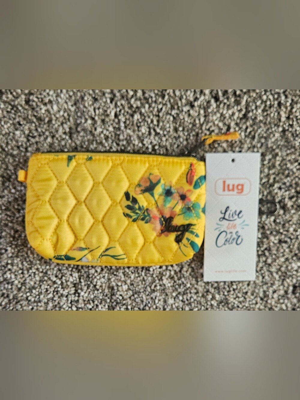 lug Yellow Quilted Floral Wristlet Card Holder